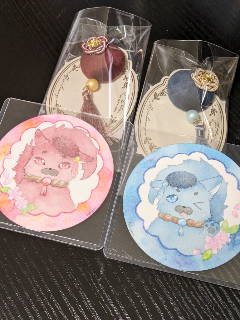 丸いドローイング・ブローチセット 朱那清那