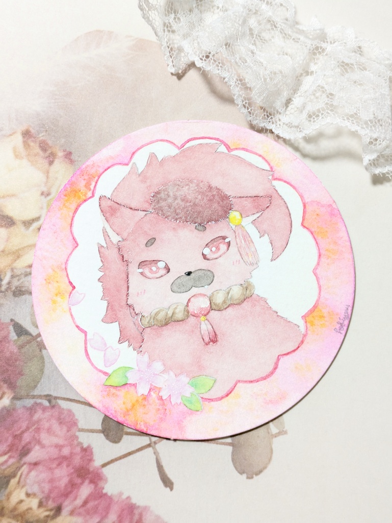 丸いドローイング・ブローチセット 朱那清那