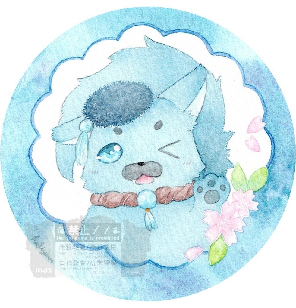 丸いドローイング・ブローチセット 朱那清那