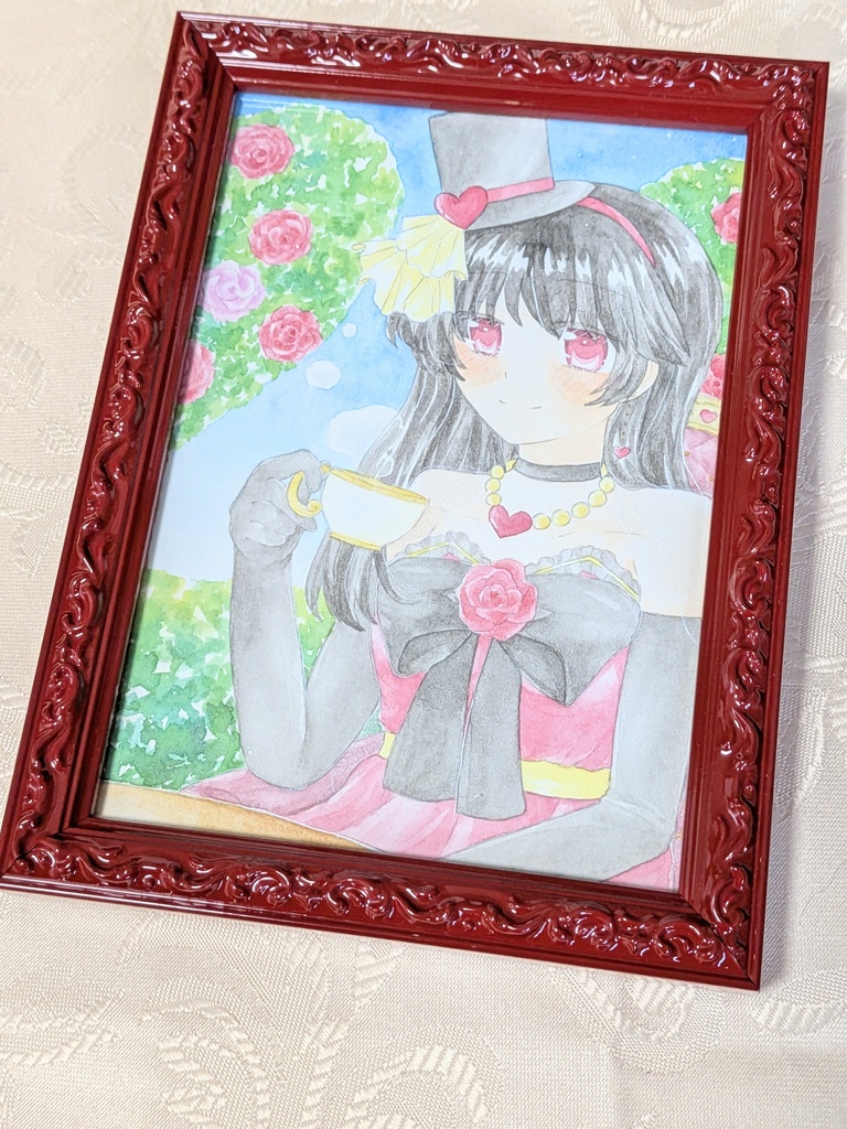 額装作品　女王のティータイム