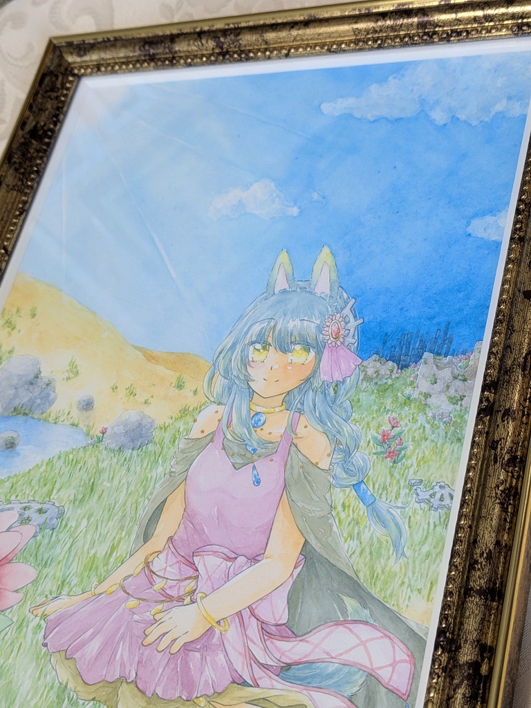 額装作品 花揺れる唯一の丘で