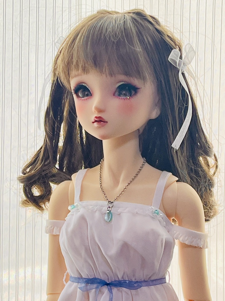【SDGr女の子サイズ】清楚な白のサマードレスセット（アクアマリン）