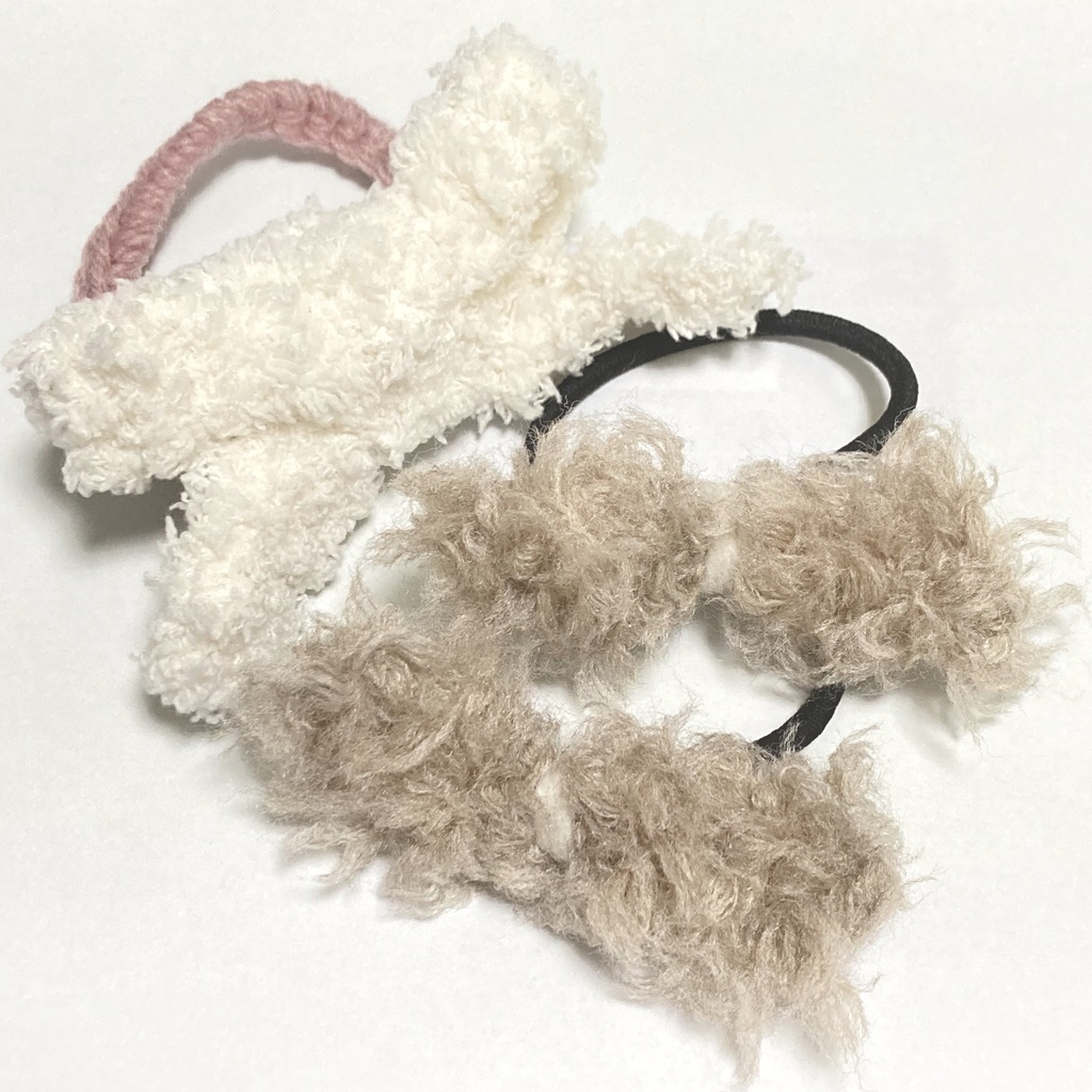 毛糸のヘアアクセサリー3点＊C