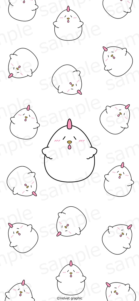 もっちりだいふくちゃん　スマホ壁紙　おはようニワトリver.