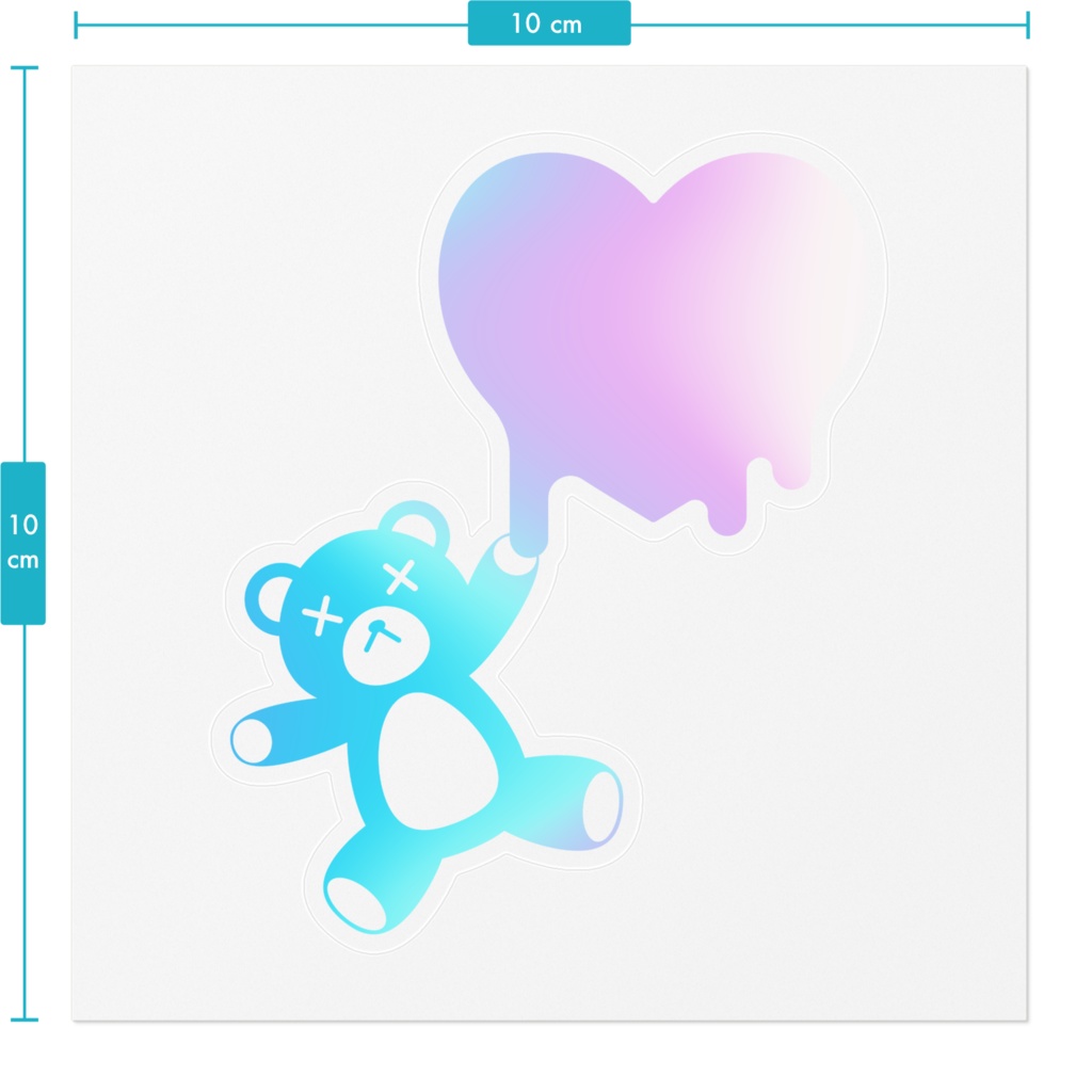 オリジナルステッカー022「溶けるハートとクマ」