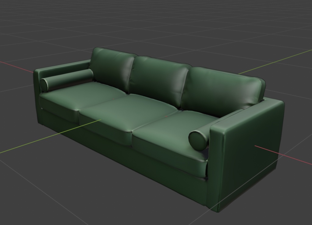 モダンソファ 3人掛け – 3Dモデル(FBX / OBJ / GLB)Game-ready PBR