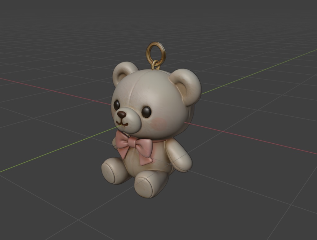 Fluffy Bear Keychar – ふわもこベア キーチャーム 3Dモデル(FBX/OBJ/GLB/PBR)