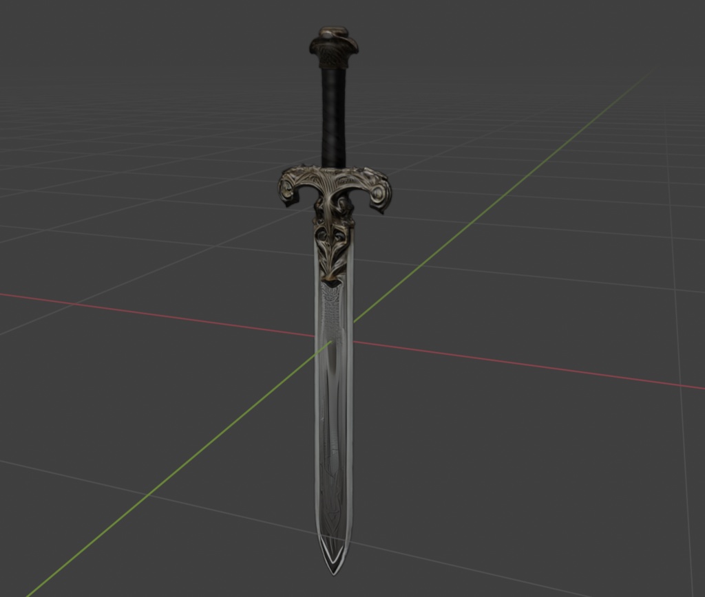 Fantasy Sword PBR 3D Model - ファンタジー剣 PBR 3Dモデル (FBX/OBJ/GLB/PBR)