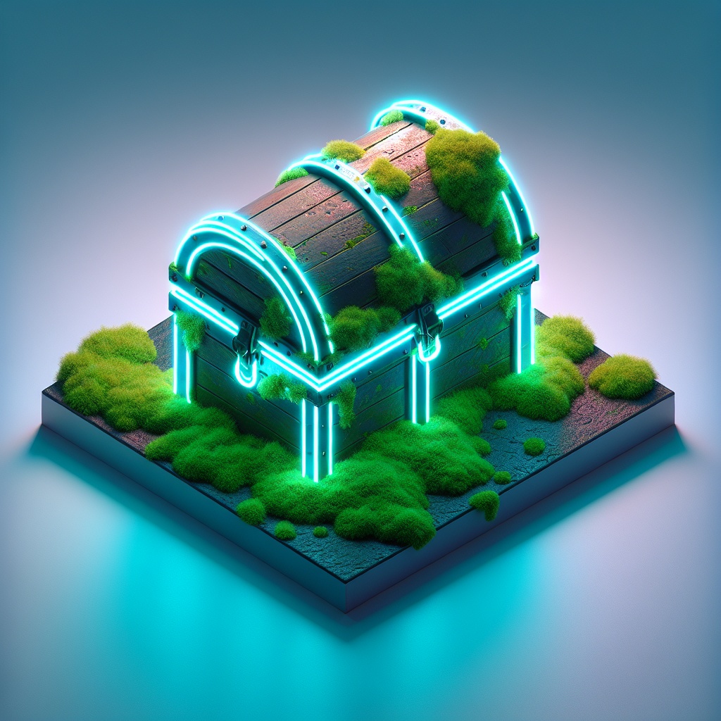 Glowing - Chest - 草むらの中にある宝箱 (FBX/OBJ/GLB/PBR)