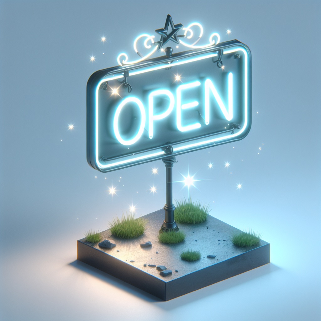 Open Sign - 開店中の看板 (FBX/OBJ/GLB/PBR)