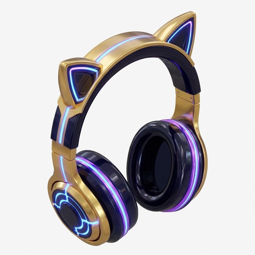 Cat Headphone - 猫のヘッドフォン(FBX/OBJ/GLB/PBR)