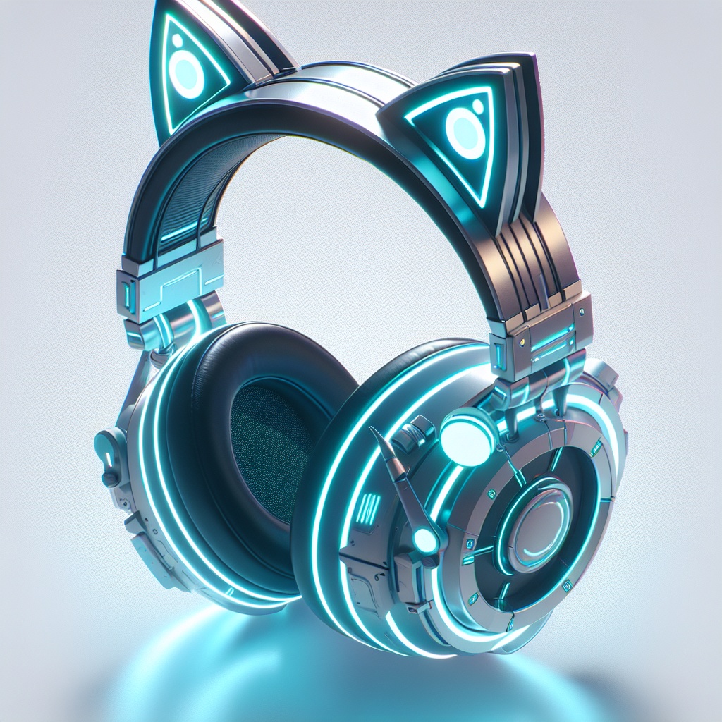 Cyberpunk Glowing Headphones With Cat Ears (FBX, GLB, OBJ, USDZ/PBR)
