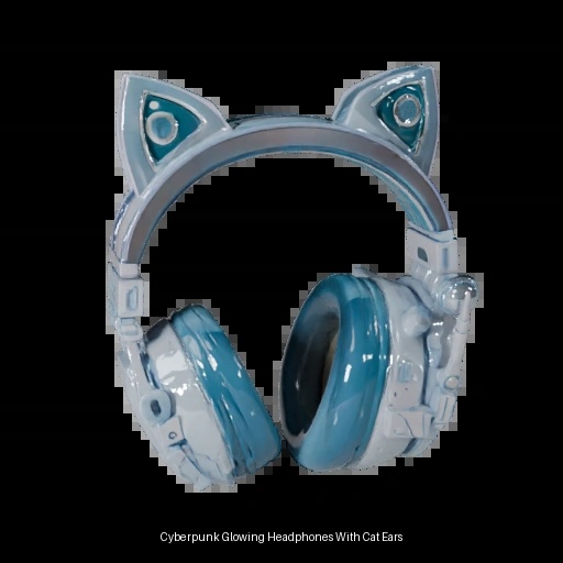 Cyberpunk Glowing Headphones With Cat Ears (FBX, GLB, OBJ, USDZ/PBR)