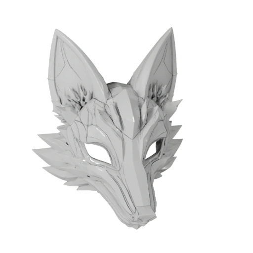 Single Isolated 3d Model Of Kitsune (FBX, GLB, OBJ, USDZ/PBR)