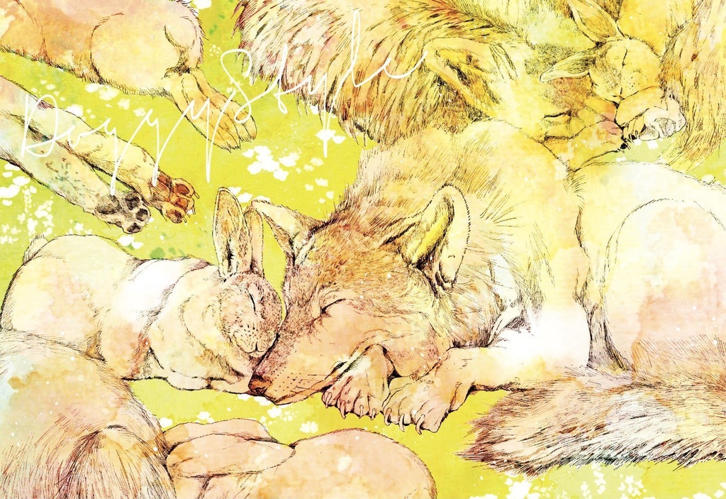 兎と狼の大判ブランケット