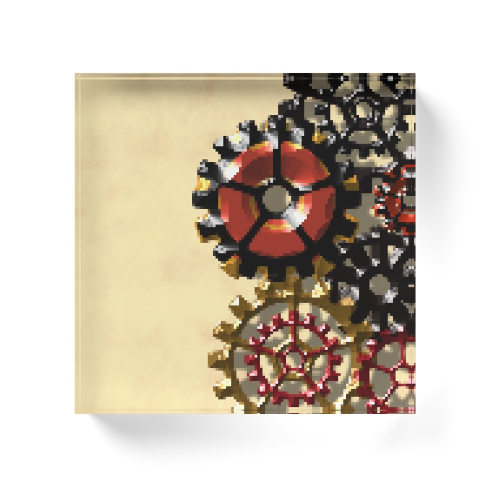 スチームパンク風 アクリルブロック 歯車(ドット)