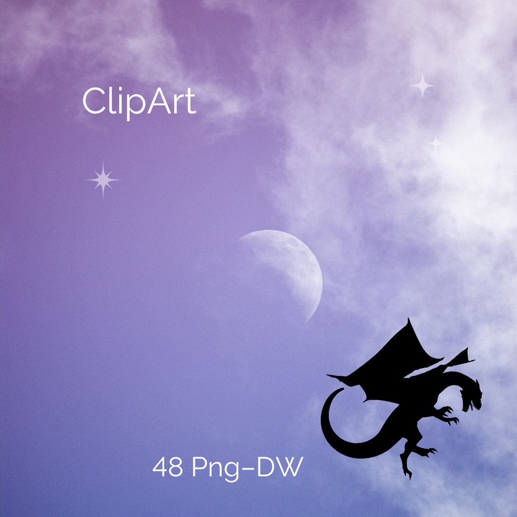 運気上昇龍クリップアート　48点セット（PNG）