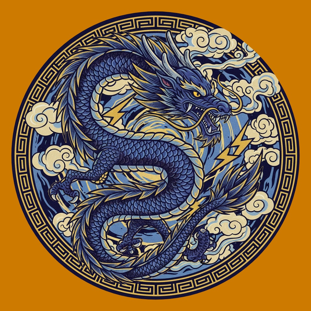 運気上昇龍クリップアート 10点セット(PNG)