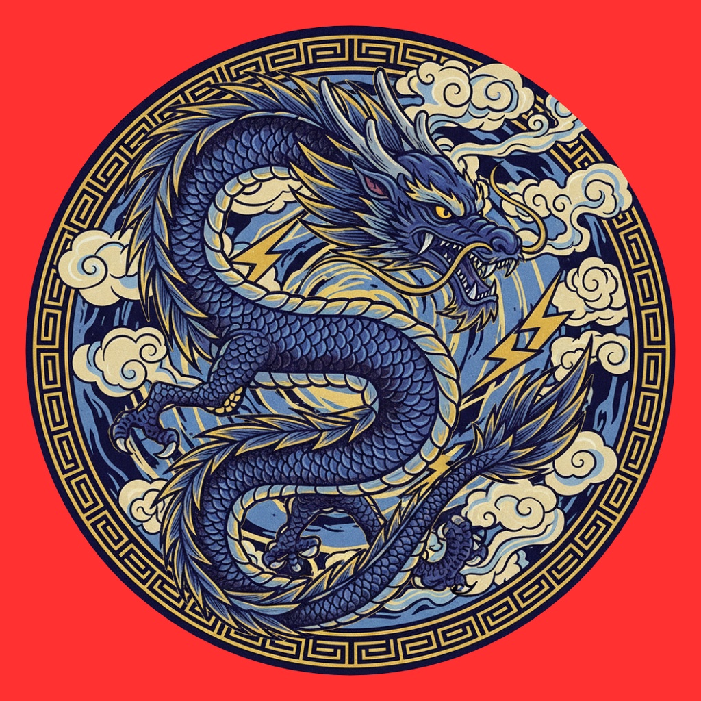 運気上昇龍クリップアート 10点セット(PNG)