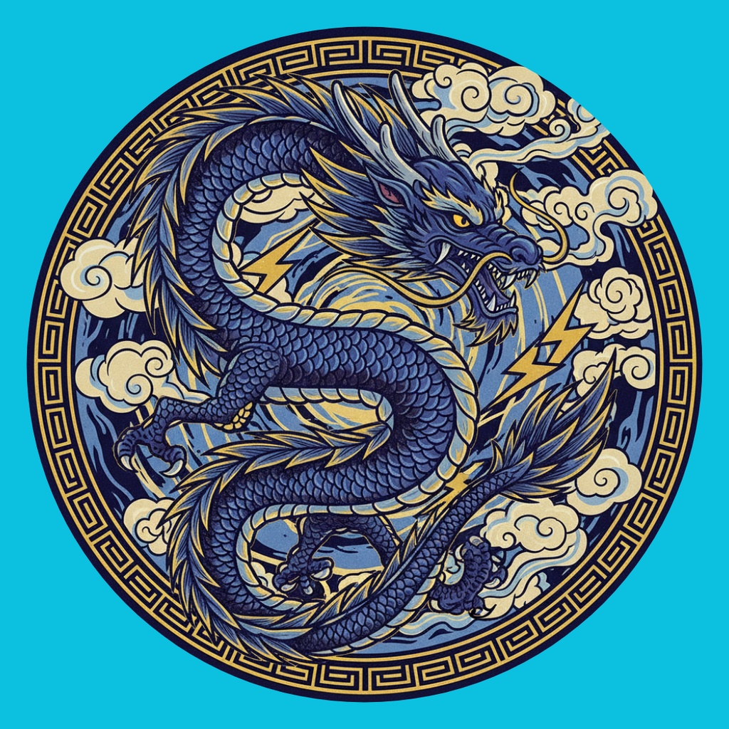 運気上昇龍クリップアート 10点セット(PNG)