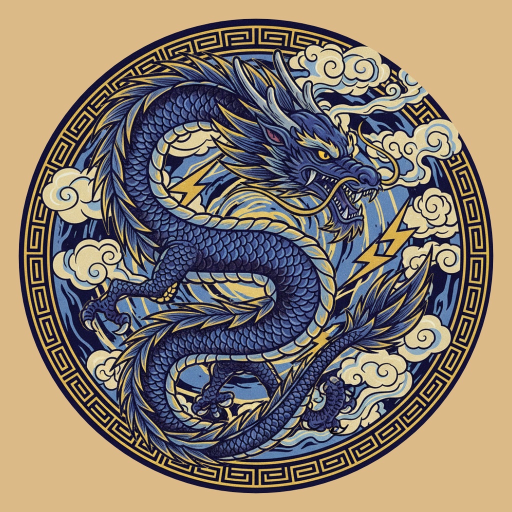 運気上昇龍クリップアート 10点セット(PNG)