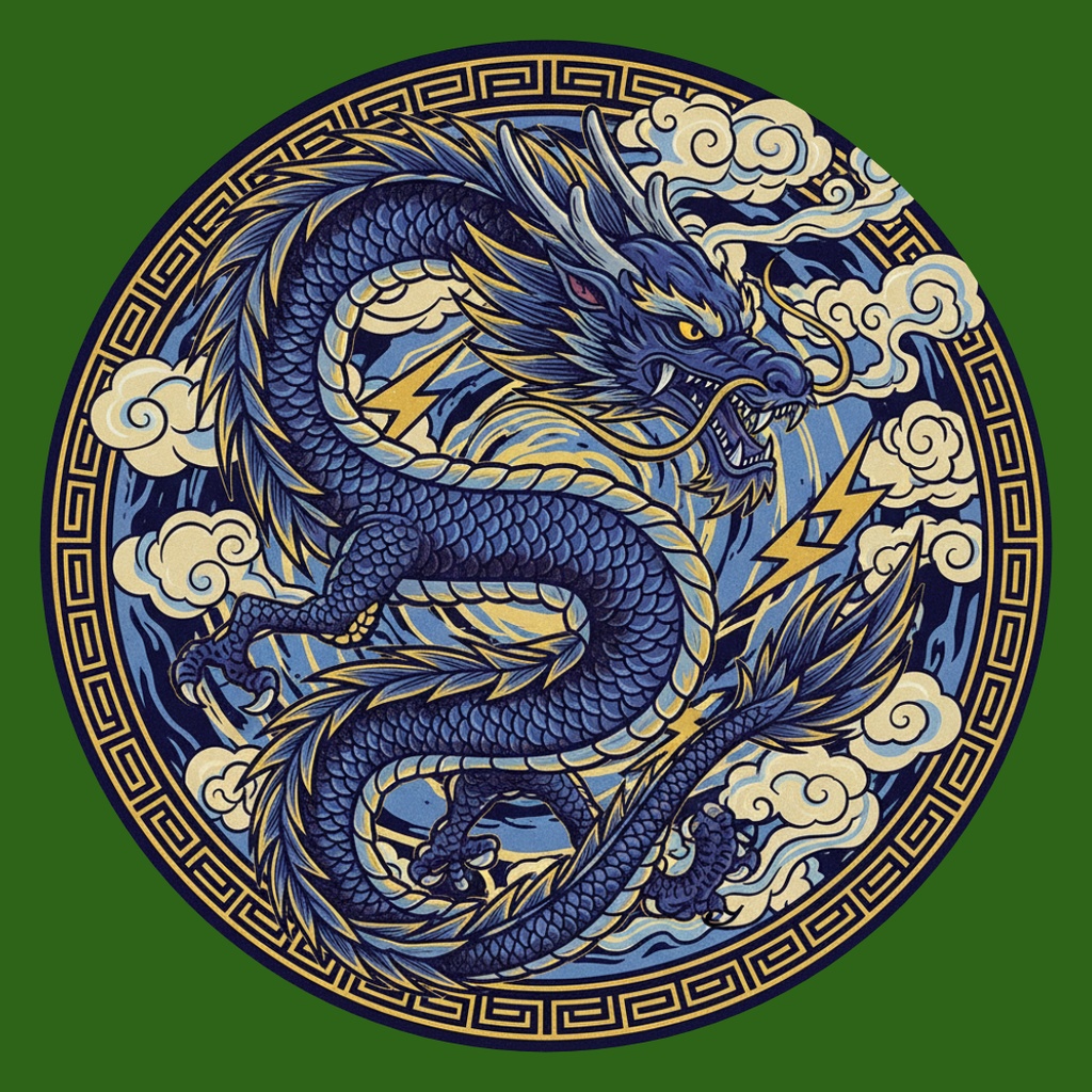 運気上昇龍クリップアート 10点セット(PNG)