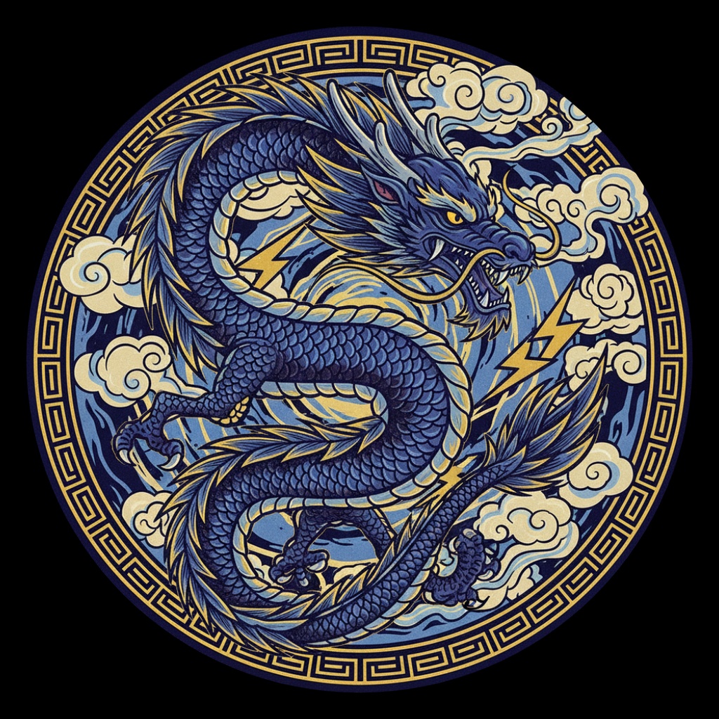 運気上昇龍クリップアート 10点セット(PNG)