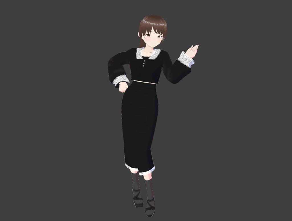 Outfit [] Black top and skirt with laces