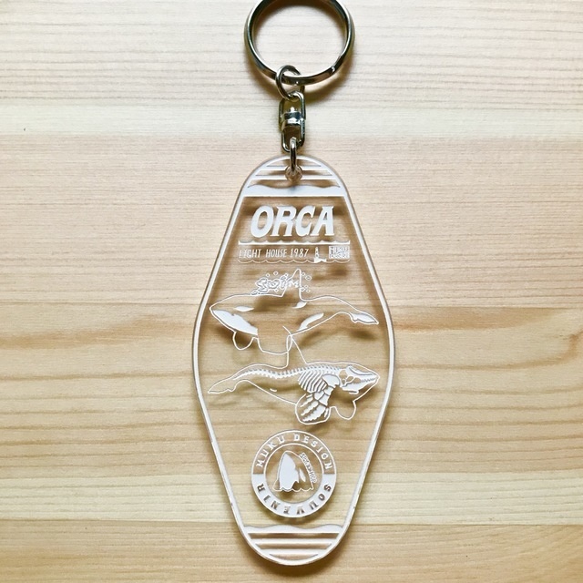 シャチ【オルカライトハウス・スーベニアキーホルダー オーシャンクリア(透明)・アクリル】