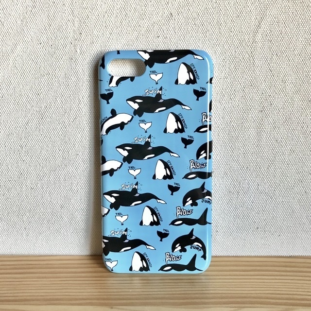 シャチ【iPhone11・iPhoneXS対応】シャチ パターン ブルー スマホケースiPhone用【各機種あります】