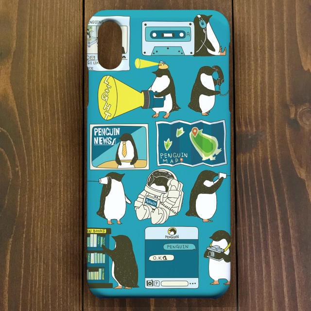 【iPhone11・iPhoneXR対応】ペンギン・スマートフォン ブルー・スマホケースiPhone用【ペンギン】