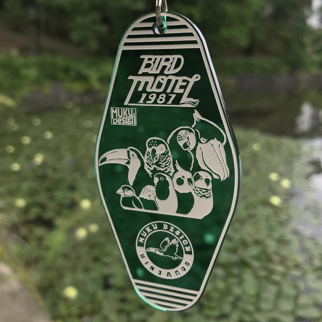 バード・スーベニアキーホルダー【ウォーターリリー・グリーン(緑)・アクリル】