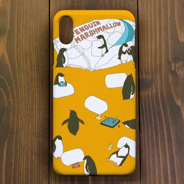 ペンギン【iPhone11・iPhoneXR対応】ペンギンマシュマロ・イエロー・スマホケースiPhone用【ペンギン】
