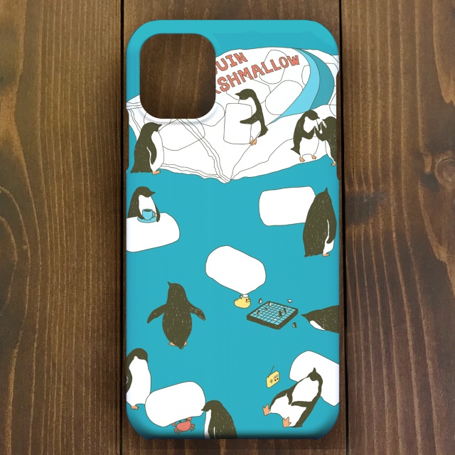 ペンギン【iPhone11・iPhoneXR対応】ペンギンマシュマロ・ブルー・スマホケースiPhone用【ペンギン】