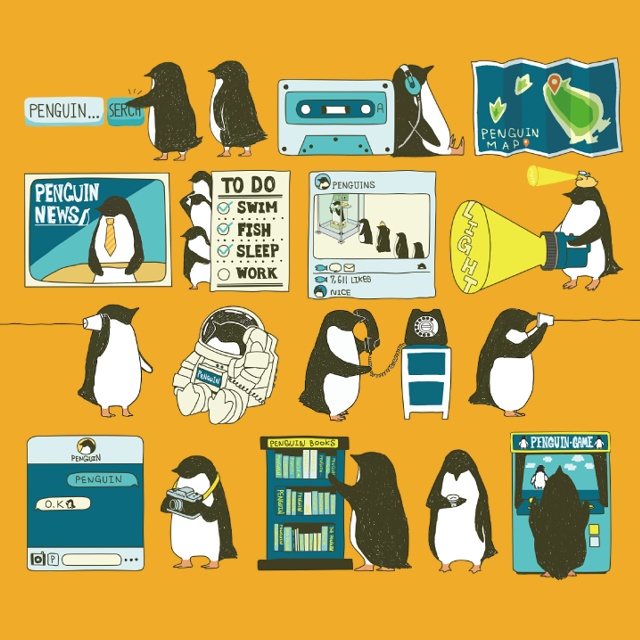 ペンギン【iPhone12・iPhone SE2対応】ペンギン・スマートフォン イエロー手帳型 スマホケース iPhone用【各機種あります】