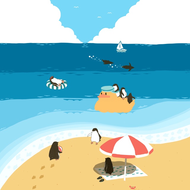 ペンギン【iPhone12・iPhoneSE2対応】ペンギンビーチ 手帳型スマホケースiPhone用【各機種あります】