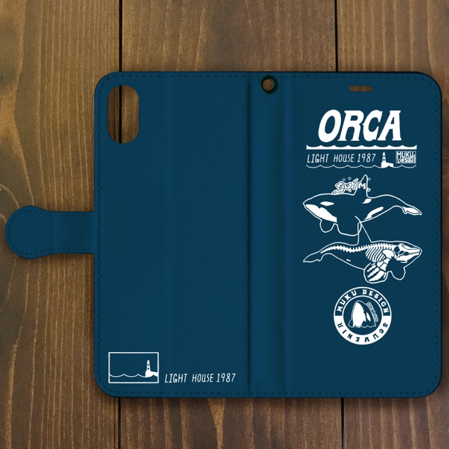 シャチ【iPhone SE2・iPhone12対応】オルカライトハウス 手帳型スマホケース iPhone用【各機種あります】