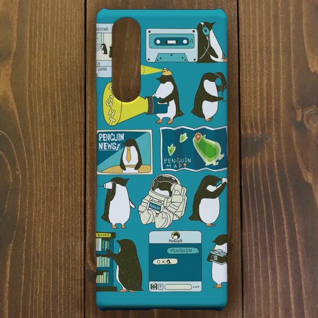 ペンギン【Xperia5】ペンギン・スマートフォン ブルー・スマホケース Xperia5用