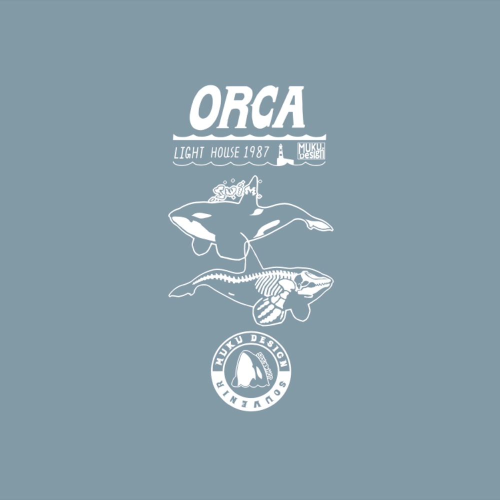 シャチ【iPhone SE2・iPhone12対応】オルカライトハウス・グレー 手帳型スマホケース iPhone用【各機種あります】