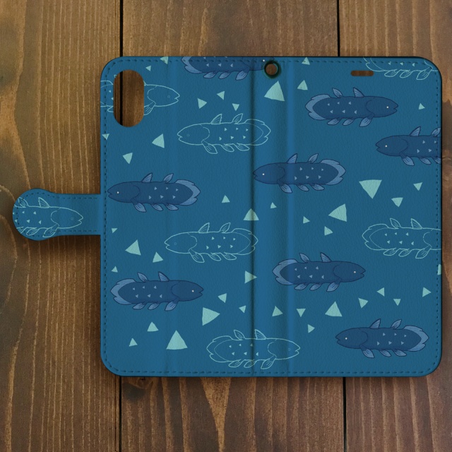 シーラカンス【iPhone12・iPhoneXS対応】シーラカンス・シーラカンス ブルー手帳型スマホケース iPhone用【各機種あります】
