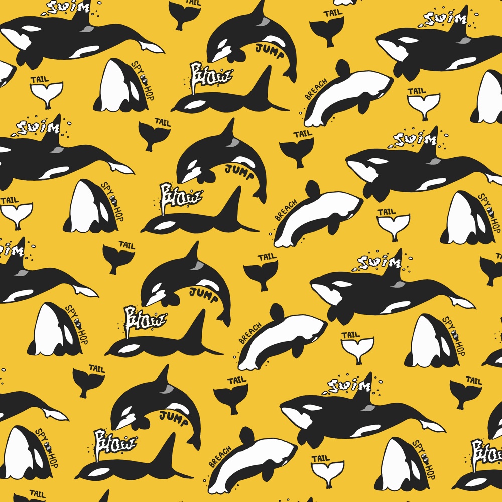 シャチ【iPhone12・iPhoneXR対応】シャチ パターン イエロー 手帳型スマホケースiPhone用【各機種あります】