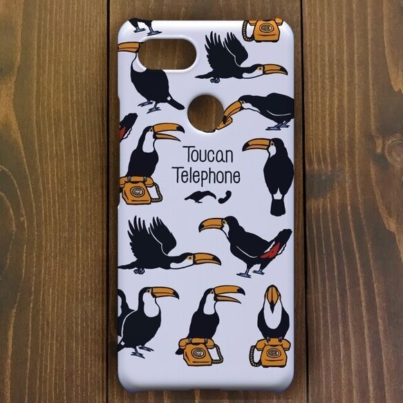 オニオオハシ【Google pixel 3・3a・4 対応】トゥッカーノ・テレフォンホワイト・スマホケースGoogle