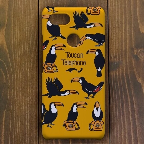 オニオオハシ【Google pixel 3・3a・4 対応】トゥッカーノ・テレフォンイエロー・スマホケースGoogle
