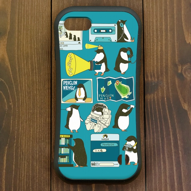 グリップケース【iPhone 14・15対応】ペンギン・スマートフォン ブルー iPhone用