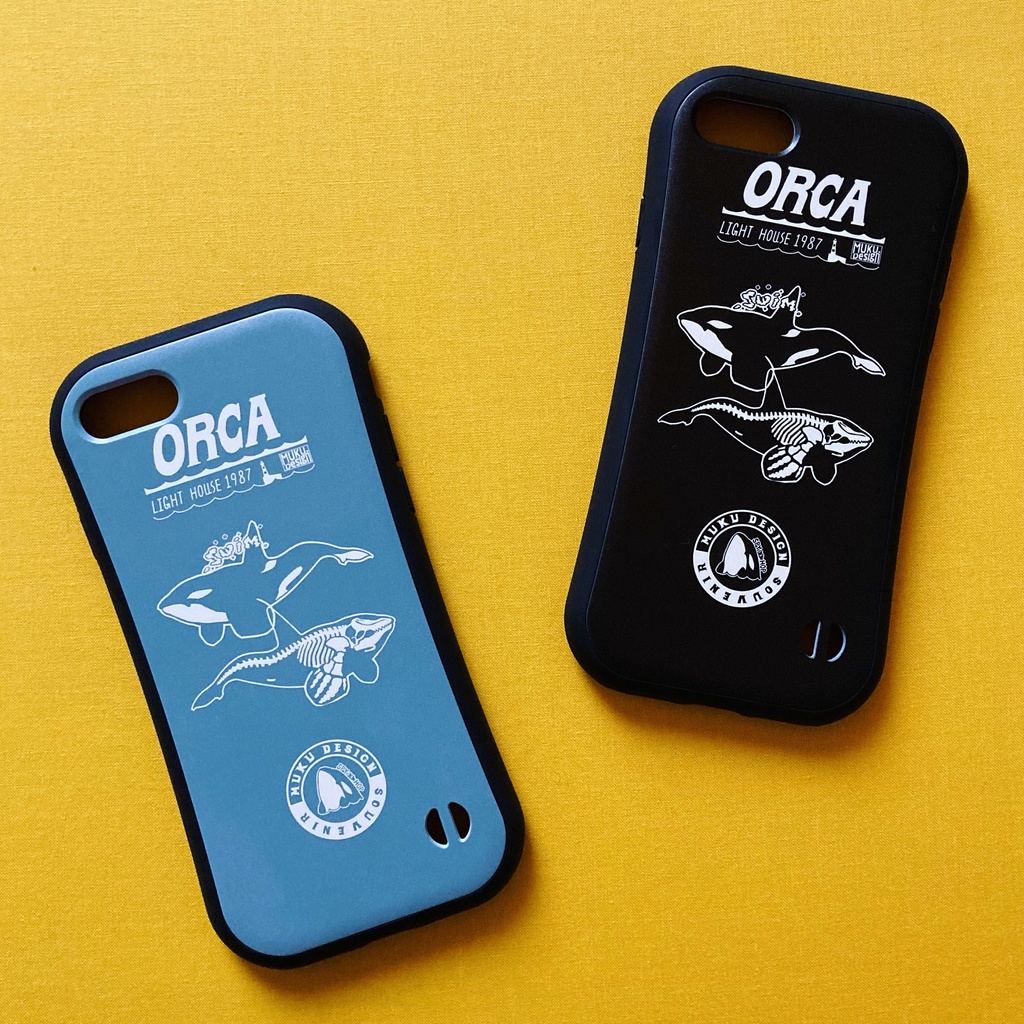 シャチ【iPhone12・iPhone11対応】オルカライトハウス オルカ・ブラック グリップケース iPhone用【各機種あります】