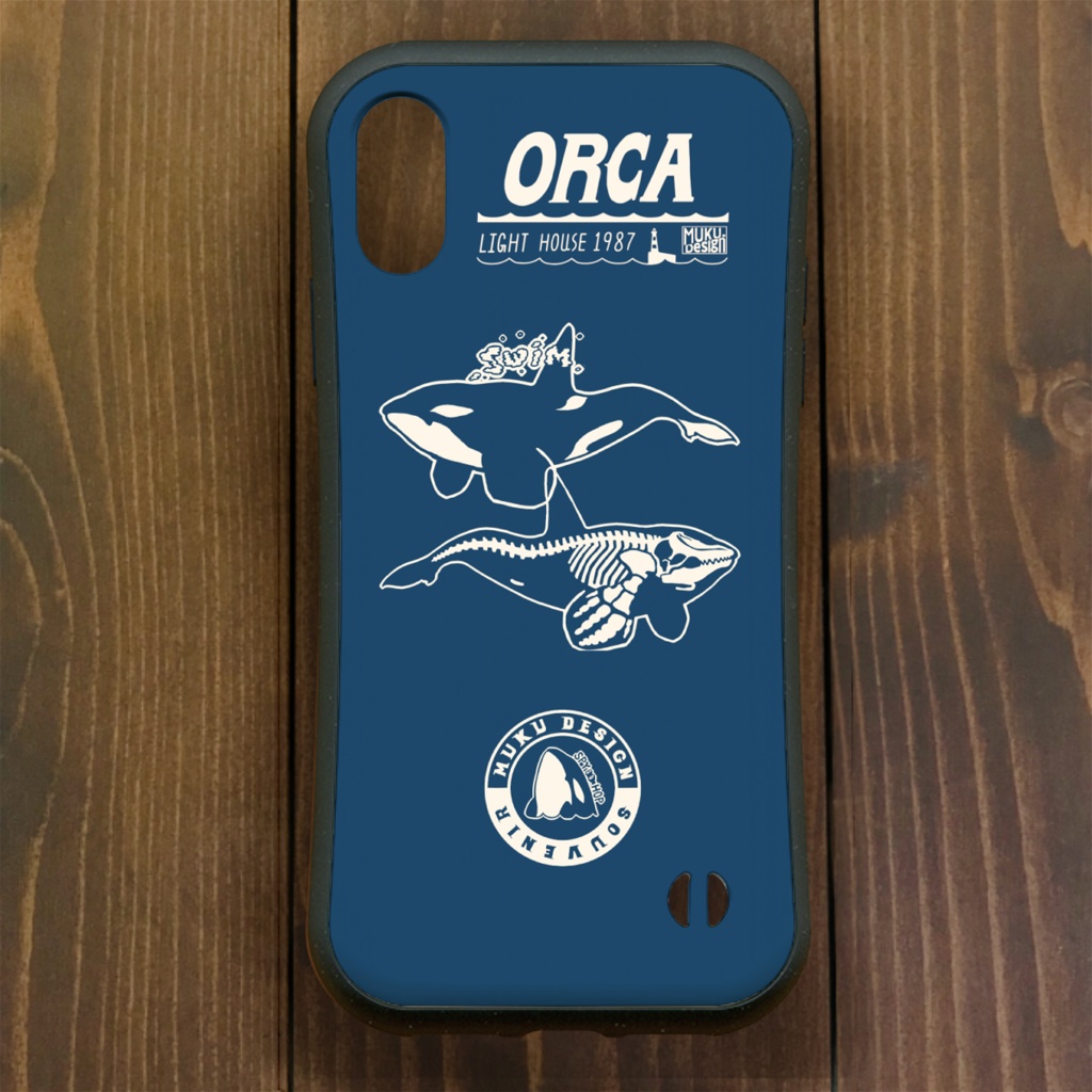 シャチ【iPhone14・iPhone15対応】オルカライトハウス ブルー グリップケース iPhone用【各機種あります】