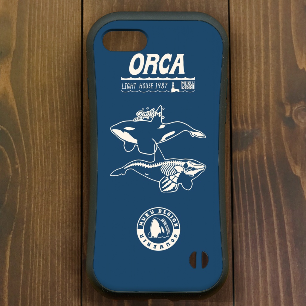 シャチ【iPhone14・iPhone15対応】オルカライトハウス ブルー グリップケース iPhone用【各機種あります】