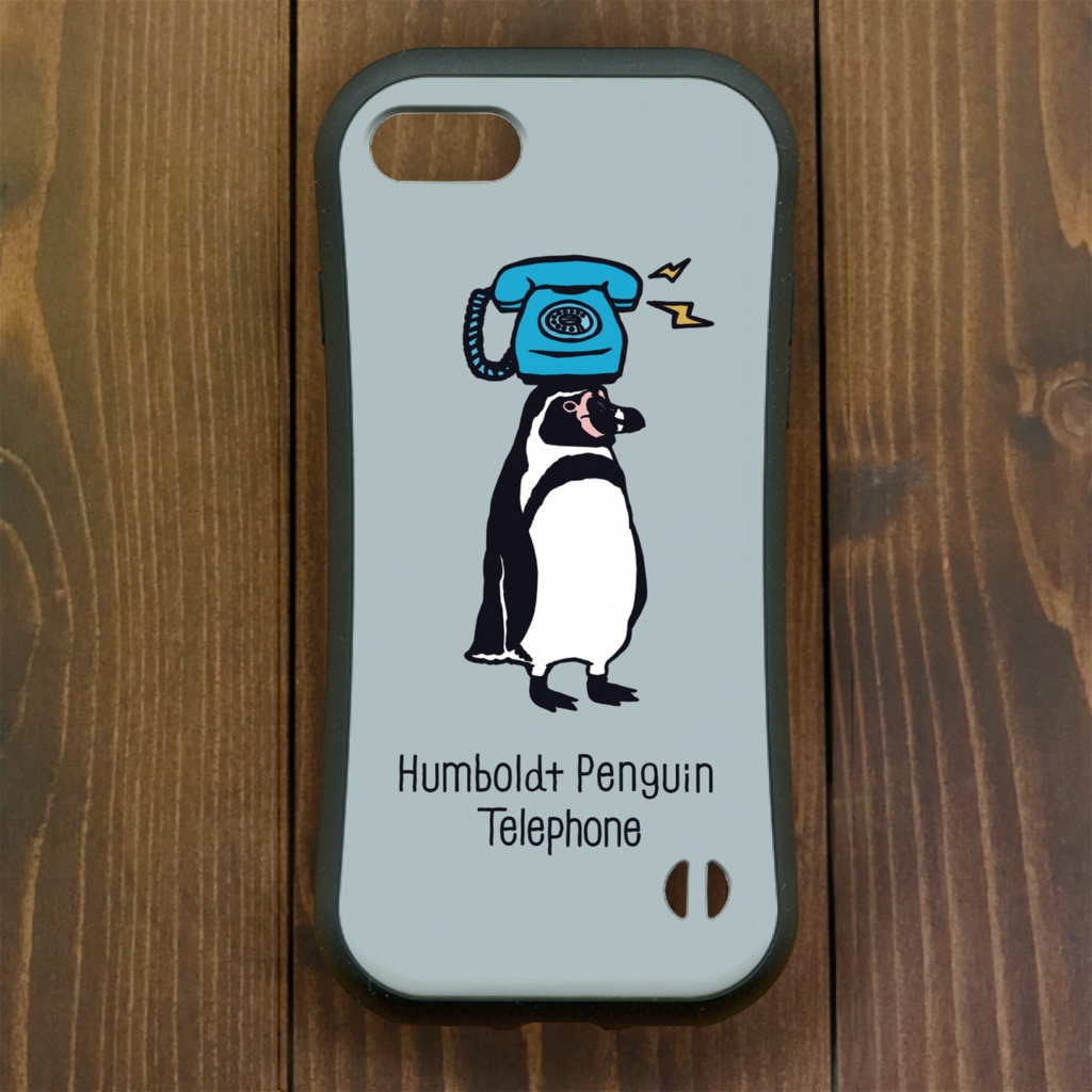 ペンギン【iPhone12・iPhone11対応】フンボルトペンギン・シンプル・グレー グリップケース iPhone用【各機種あります】