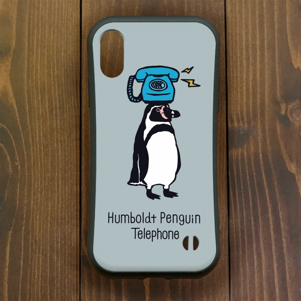 ペンギン【iPhone12・iPhone11対応】フンボルトペンギン・シンプル・グレー グリップケース iPhone用【各機種あります】