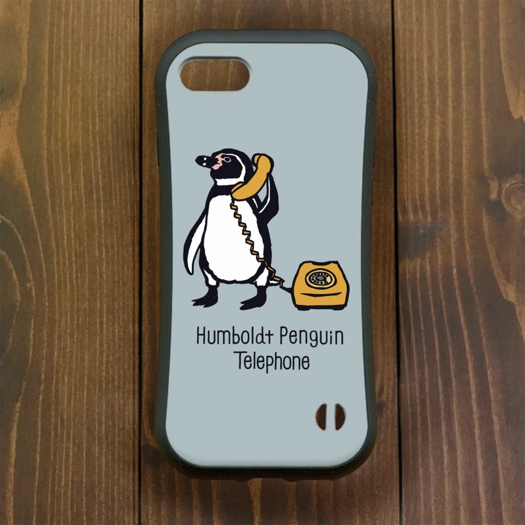 ペンギン【iPhone12・iPhone11対応】フンボルトペンギン・トーク・グレー グリップケース iPhone用【各機種あります】